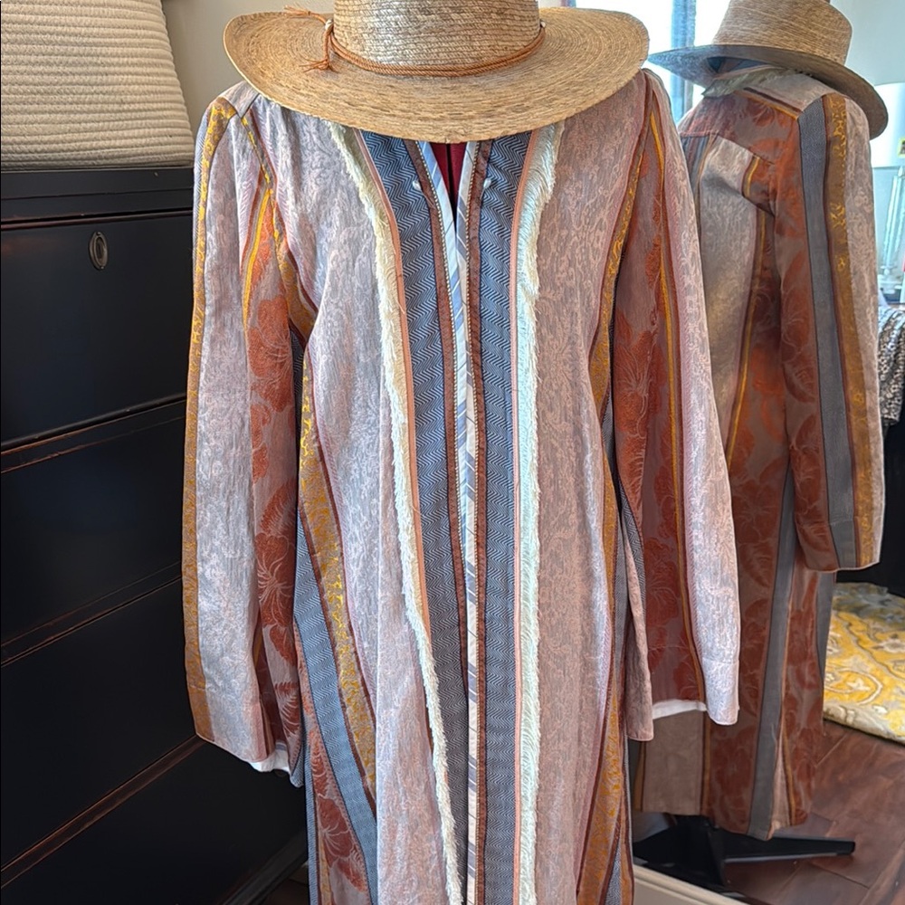Multicolor Striped Long Coat